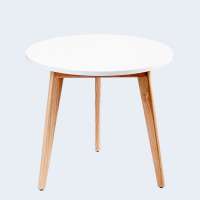 Round Solid Wood Coffee Table White Small End Table