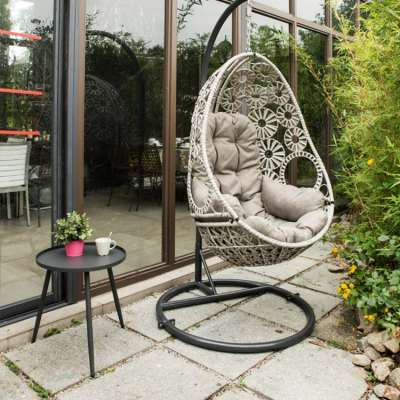 outdoor garden furniture aluminum frame and PE rattan  hanging egg chair