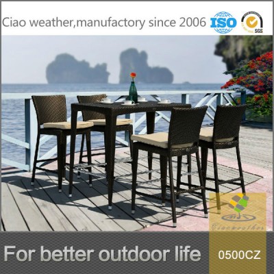 Best selling garden used outdoor wicker rattan bar table and chairs set