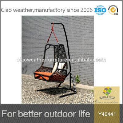 Popular outdoor rattan patio swing chairs with cushion